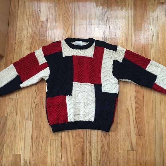 Vintage Patchwork Boro 100% pure wool knit sweater - Picture 1 of 8